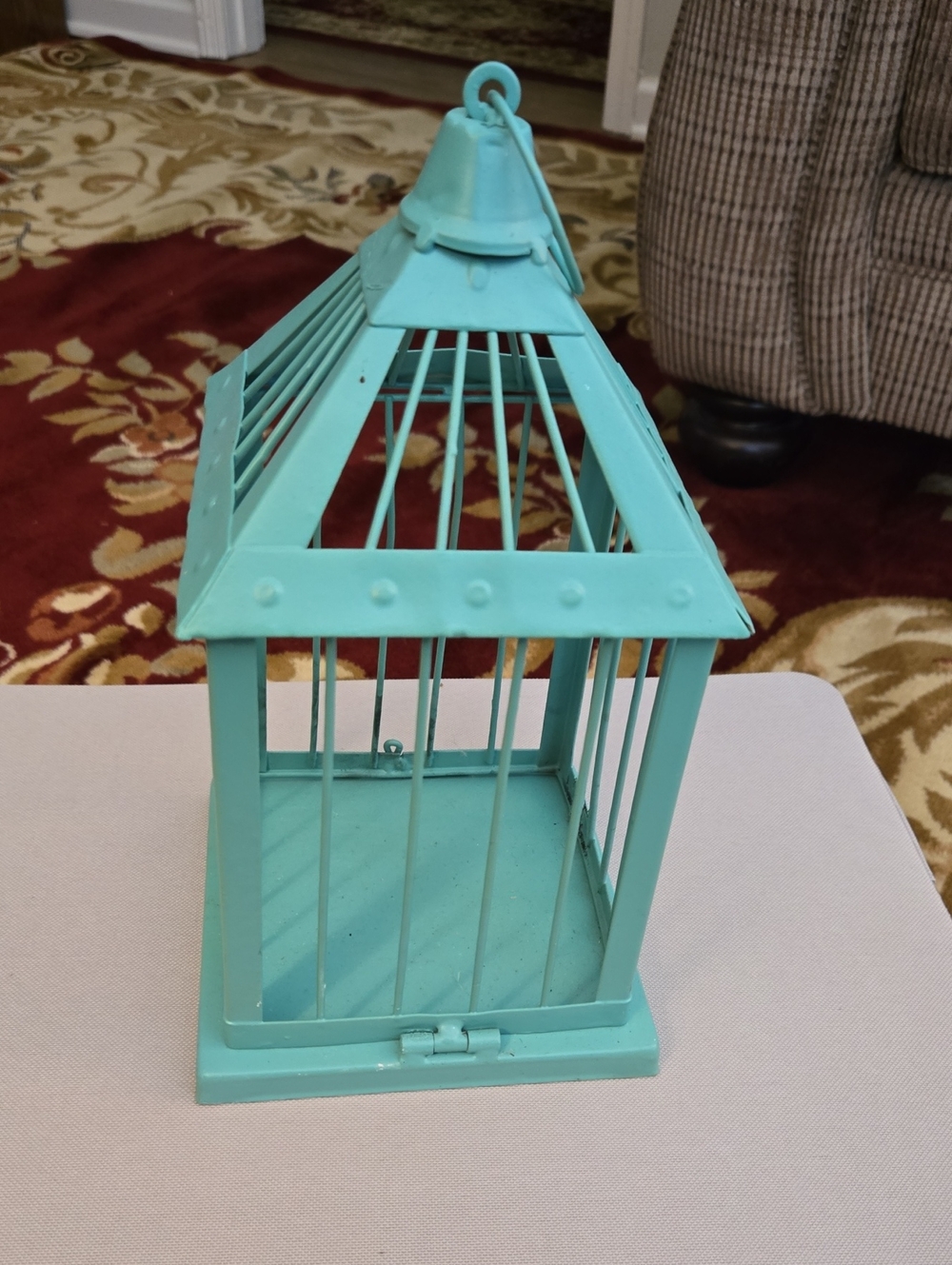 Turquoise Metal Decorative Lantern Cage - Home Accents